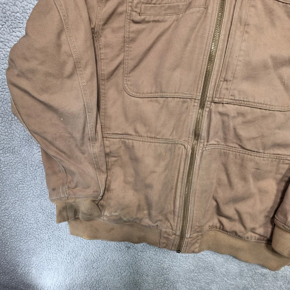 Duluth Trading Co Vintage Hooded Canvas Chore Work Jacket Flannel Lined Size 2XL